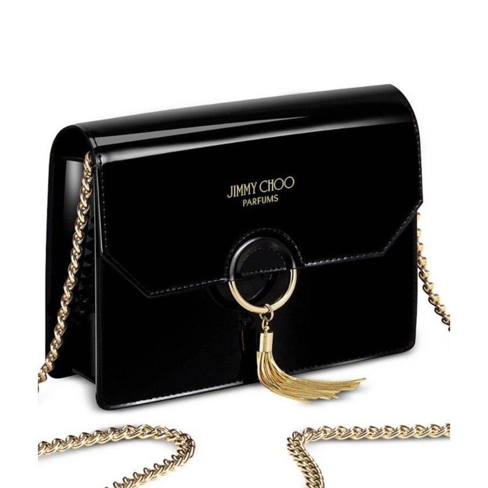 (X2) Jimmy Choo Parfum Evening Crossbody Small Bag in Patent Black Color